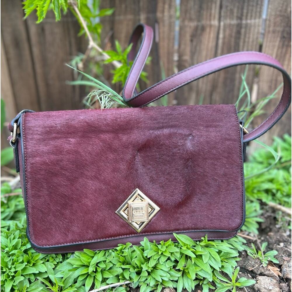 Dune Burgundy Pony Hide Shoulder Bag